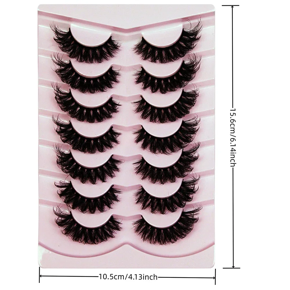 7 Pairs False Eyelashes Wispy Lashes Natural Look Fake Eyelashes Cat Eye Lashes Faux Mink Fluffy Strip False Lashes Pack