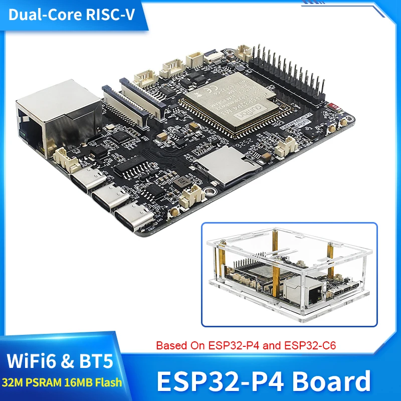 ESP32-P4 Module Support WiFi6 BT5 / BLE RJ45 Based On ESP32-P4 ESP32-C6 Development Board 32M PSRAM 16MB Flash  for Arduino IDE
