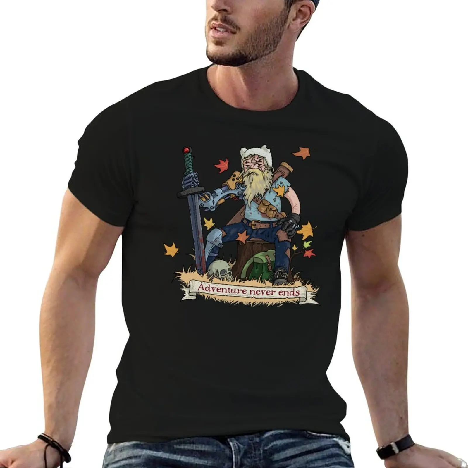 

Adventure never ends T-Shirt man t shirt heavy cotton t shirts for man cotton funny man t shirt summer T-Shirt