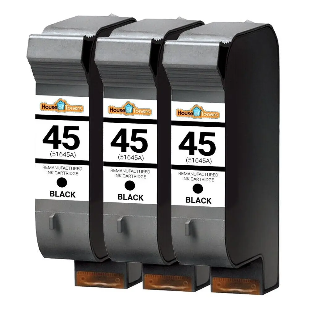 3 Pack Black for HP 51645A for HP 45 for HP-45 for HP45 Deskjet 1000