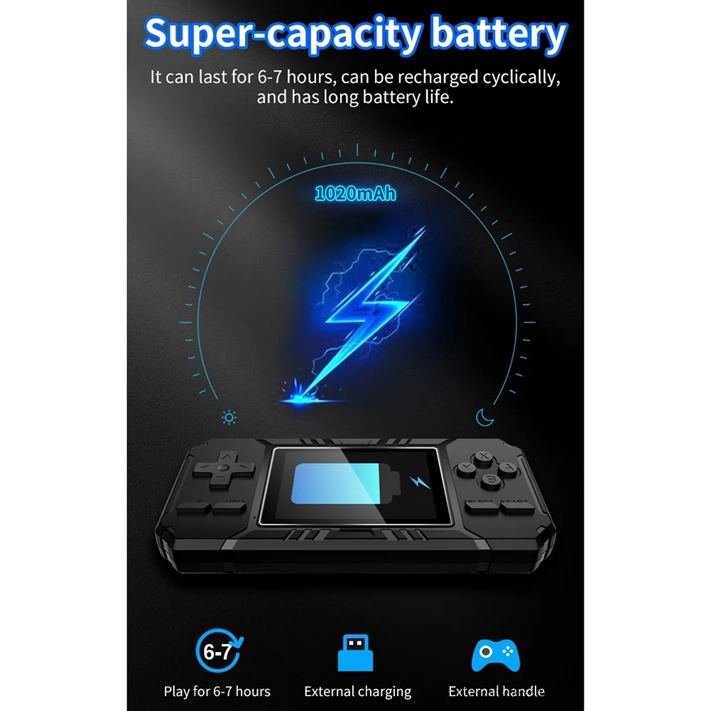 A52T Retro Portable Mini Handheld Game Console 8-Bit 3.0 Inch Color Screen LCD Game Player Built-In 500 Games
