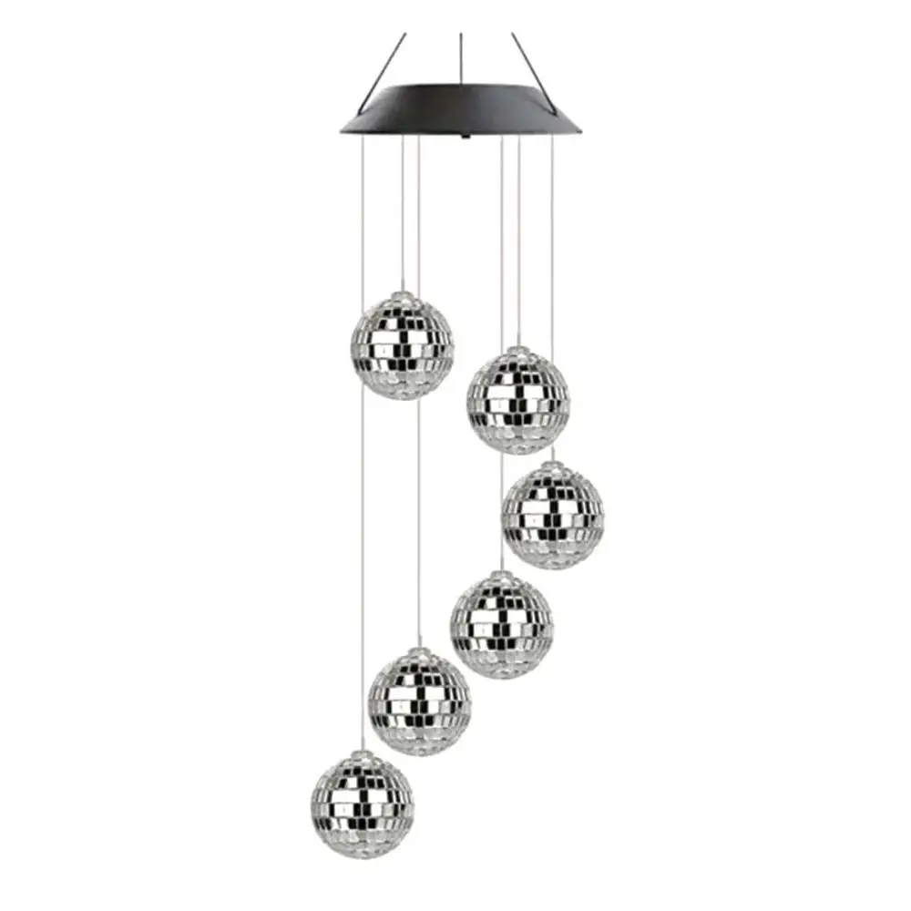 6LED Mosaic Ball Wind Chime Lights IP65 Solar Powered Colorful Mosaic Wind Chime Lights Waterproof Decoration