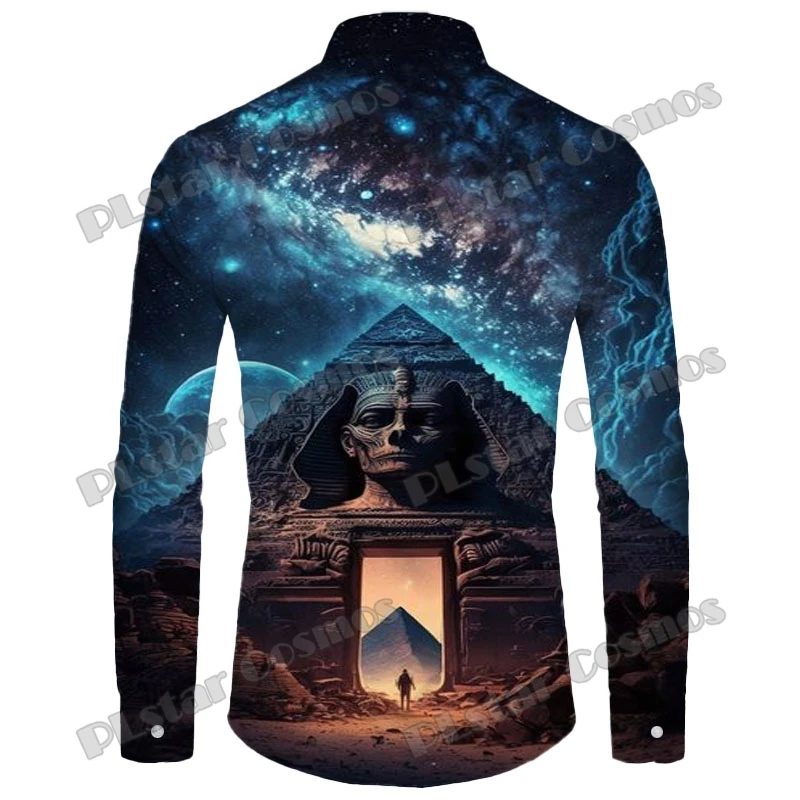 PLstar Cosmos Ancient Egypt Pattern 3D Printed Fashion Men's Long Sleeve Button Down Shirts Autumn Mens Casual Lapel Shirt CXS01