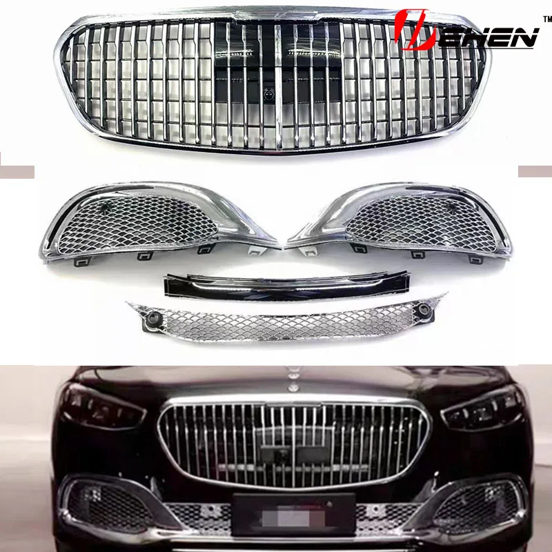 Front Racing Facelift Grille Upper Grill For Mercedes-Benz W223 S-Class S400 S450 2021 2022 Maybach Style