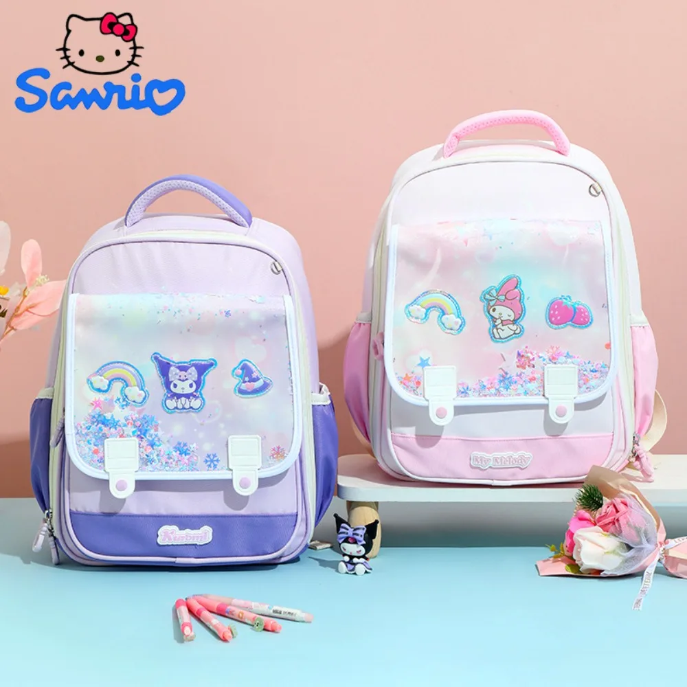 

Sanrio Hello Kitty Kids School Backpack Cute Cartoon Kuromi My Melody Lightweight Double Shoulder Bag for Primary Students Girls
