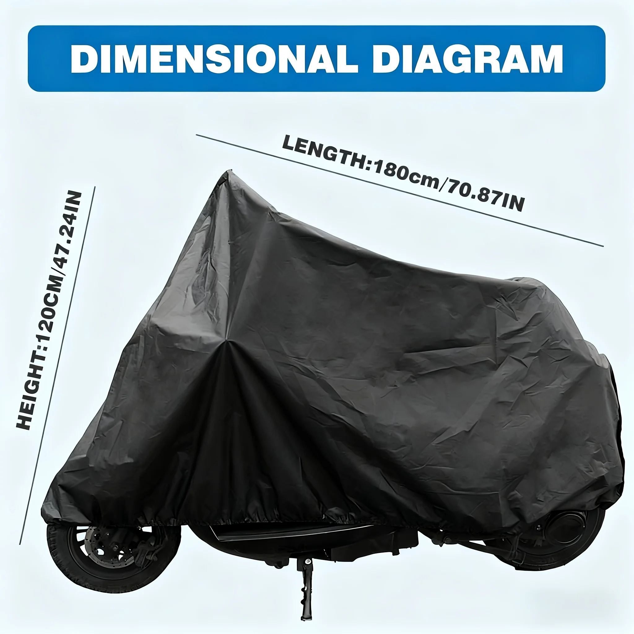 Black Full Coverage Bike Shelter Waterproof Dustproof Sun Shade Cover for Outdoor Use