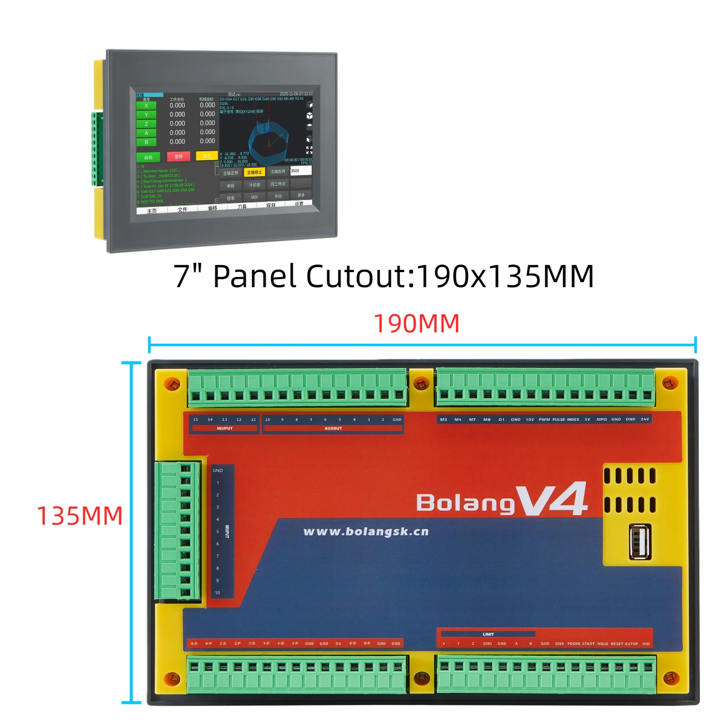7 Inch Touch Screen CNC Offline Controller 3 4 5 Axis Stepper Servo G-code Woodworking CNC Router System Engraving Machine