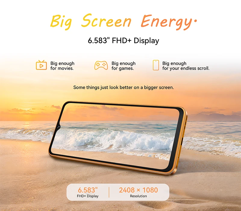 Smartphone Android 16 Cubot A50, 6.58-inch FHD+ Screen, Octa-core, 16GB(6+10) RAM, 128GB ROM, 5000mAh Battery, 48MP+16MP Cam,NFC