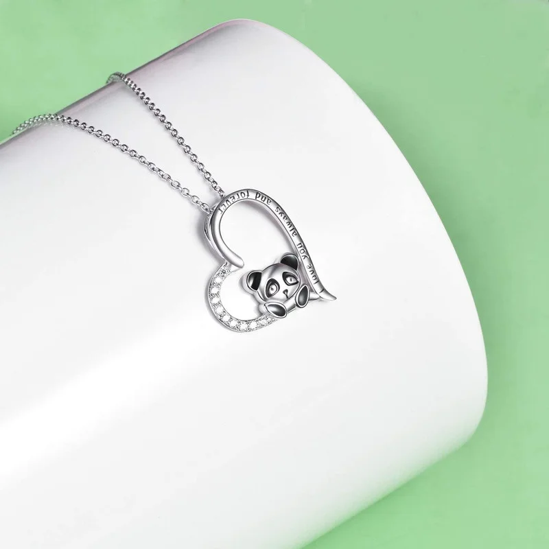 Glass Vintage Pig Panda Sloth Owl Heart Pendant Necklace with Engraved Word - Period Tracker Function for Women Pendants