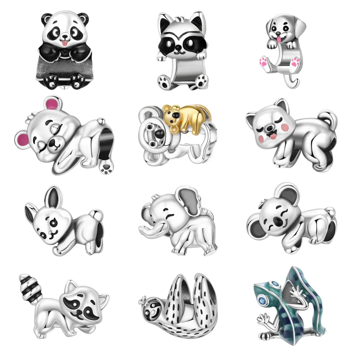Charms Animal Koala Sloth Dog Beaded Jewelry Accessories Bracelet Silver Plated Export to  Bestseller