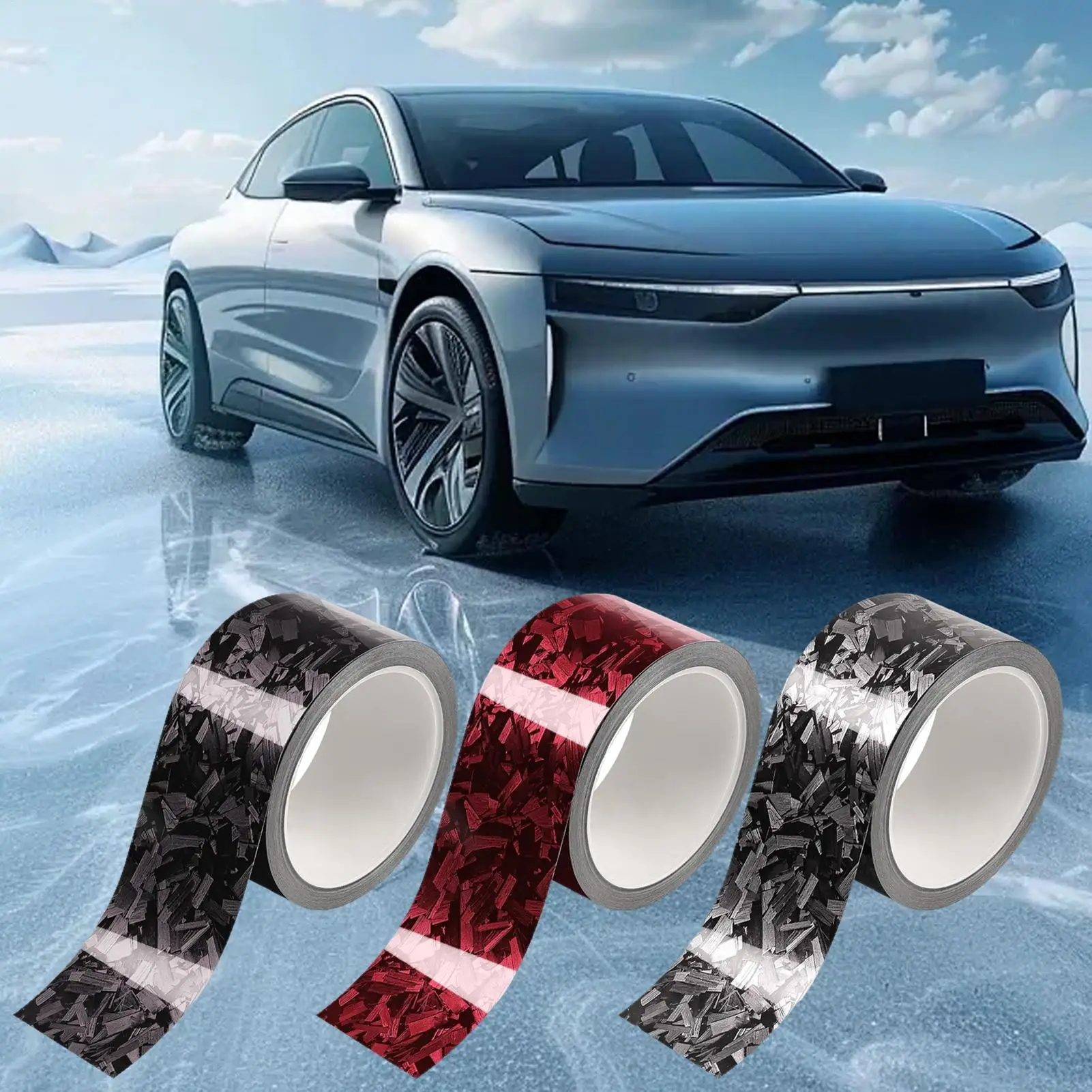 

Self-Adhesive Car Door Sill Carbon Fiber Texture Black Bumper and Door Color Change Film Car Interior Film Wrap Roll