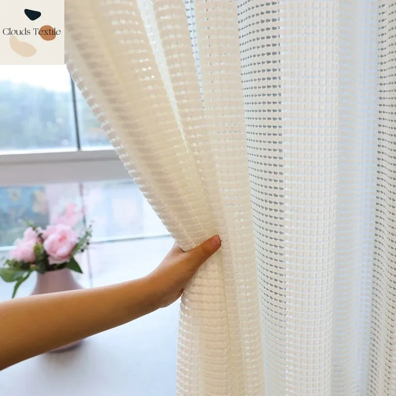 

Warm-knitted Curtains for Living RoomDining Room BedroomTranslucent Impermeable White Light Luxury Simple Modern Gauze Curtain