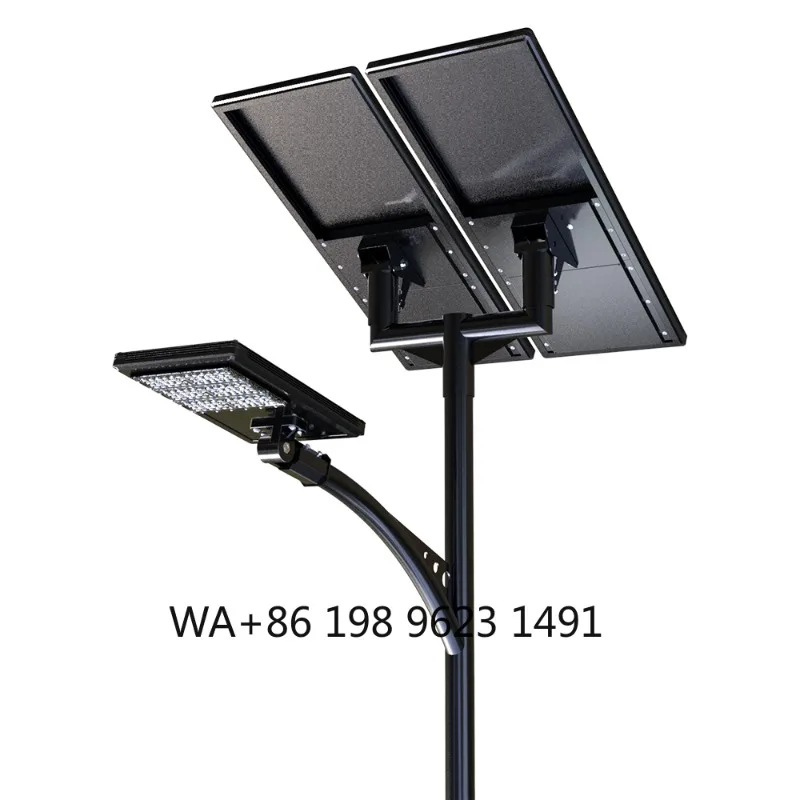 808WH Large Panel Double Lamp Aluminum Alloy Split Solar Street Light Outdoor Road Lamp