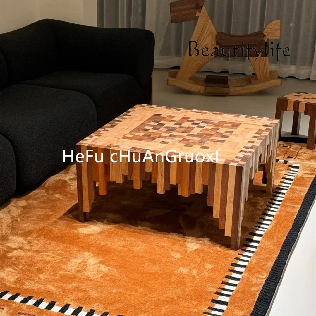 

AY Solid Wood Coffee Table Living Room Desk Household Wabi Art Small Table Tea Table Small Apartment Square
