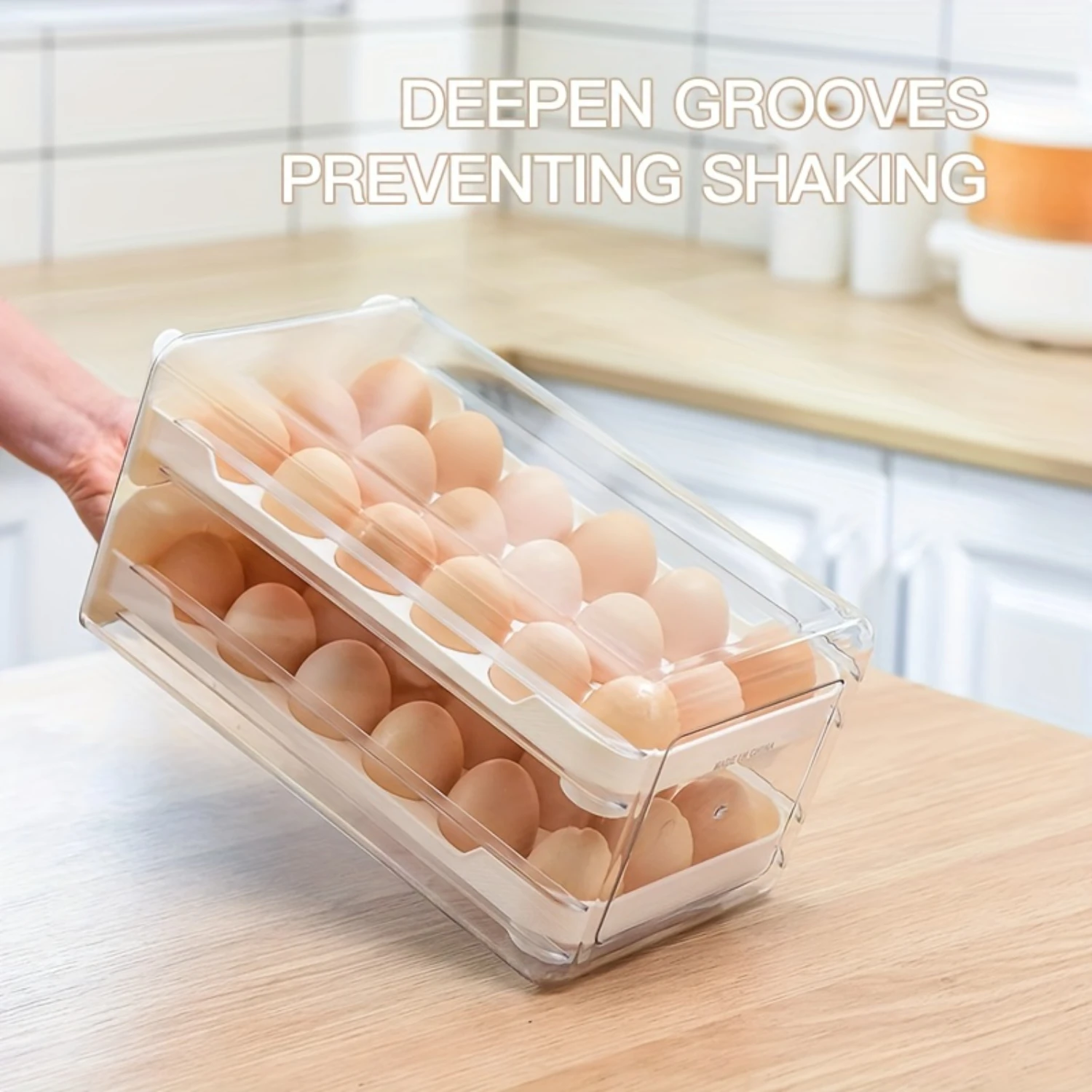 1pc Stackable Egg Organizer-Transparent, Drawer-Style, 1/2 Layer Design- Fridge  Solution