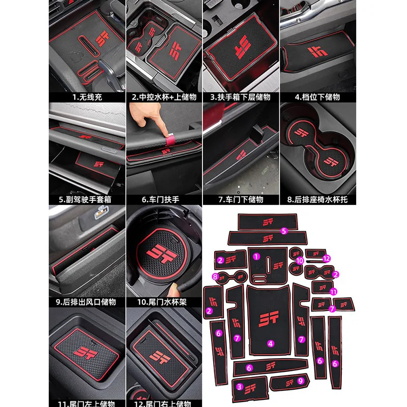 `Car Door Storage Groove Non‑Slip Silicone Pad for Jetour Traveler T2 2023‑2026 Dust‑Proof Interior Mats`