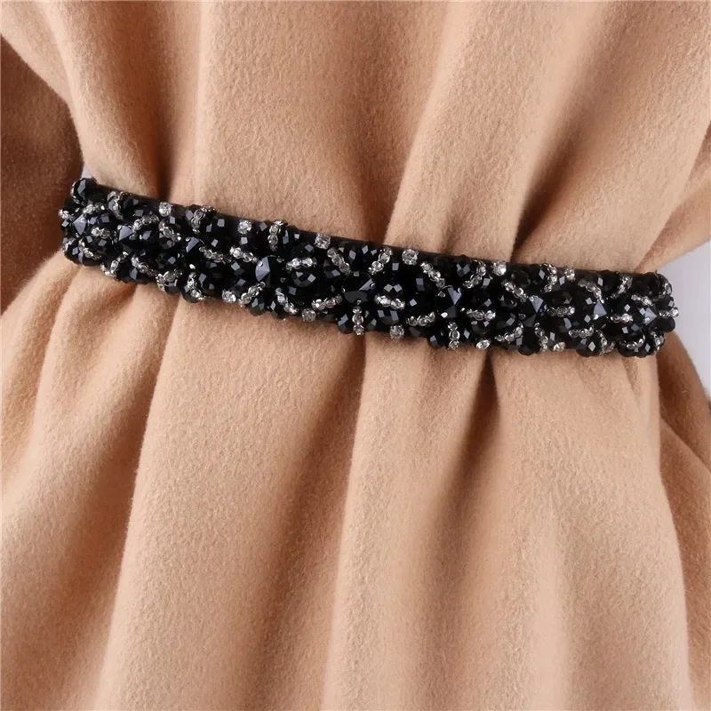 

New Rhinestones Decorative Waist Belt Fashion Elastic Waistband for Women Dress Evening Dresses Winter Coat Party Decoration