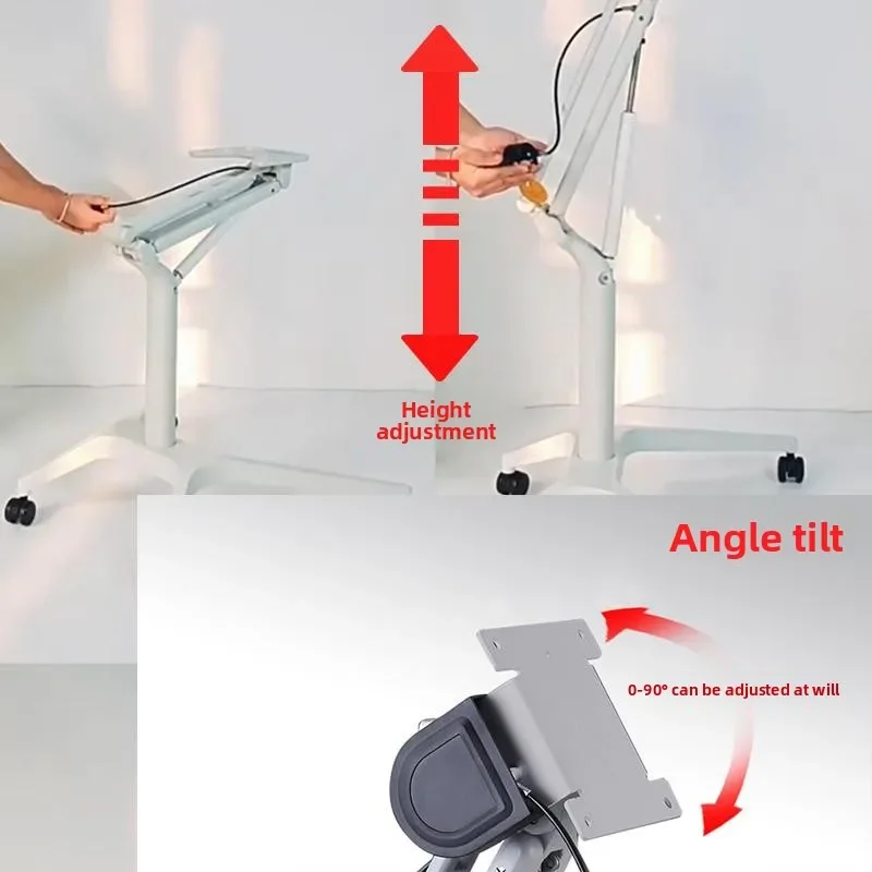 Standing Mobile Office Computer Desk Multifunctional Folding Lifter Angle Tilt Study Table Wrought Iron Stand