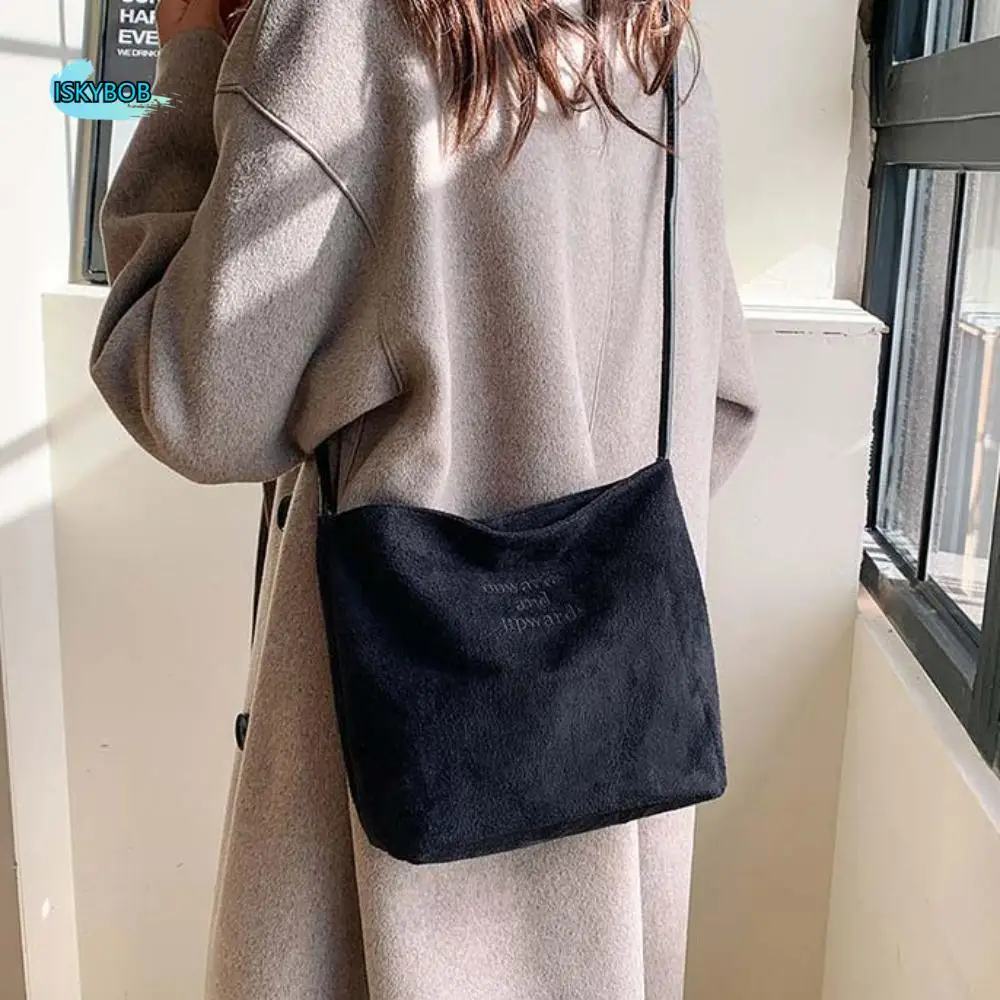 

Универсальная женская замшевая сумка большой вместимости, сумка-ведро с магнитной пряжкой, бархатная сумка из искусственной кожи, однотонная сумка в стиле ретро для подмышек, уличная сумка