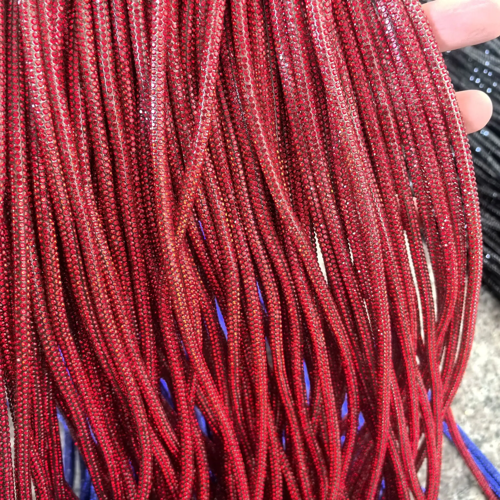 4 mm rundes Kristall-Strass-Schnurbesatz, weiches Bling-Seil für Kapuzenpullover, Schnürsenkel, Hosen, Kordelzug, DIY-Handwerk, Dekoration