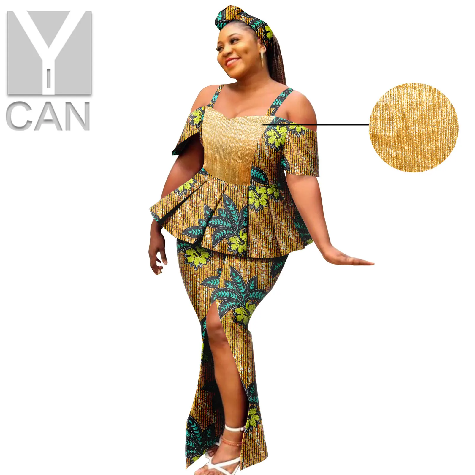 Dashiki African Clothes for Women Sexy Camisole Dresses with Headband Bazin Riche Vintage Summer Lady Vestidos Date Y2225044