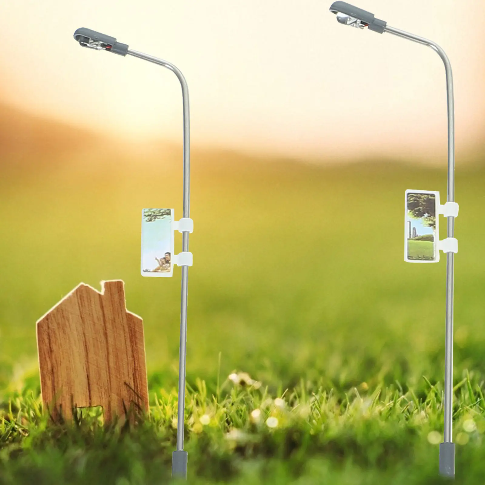 

15 шт. металлических светящихся уличных фонарей с одной головкой, прочные, для железнодорожных макетов, песочниц и ландшафтных композиций