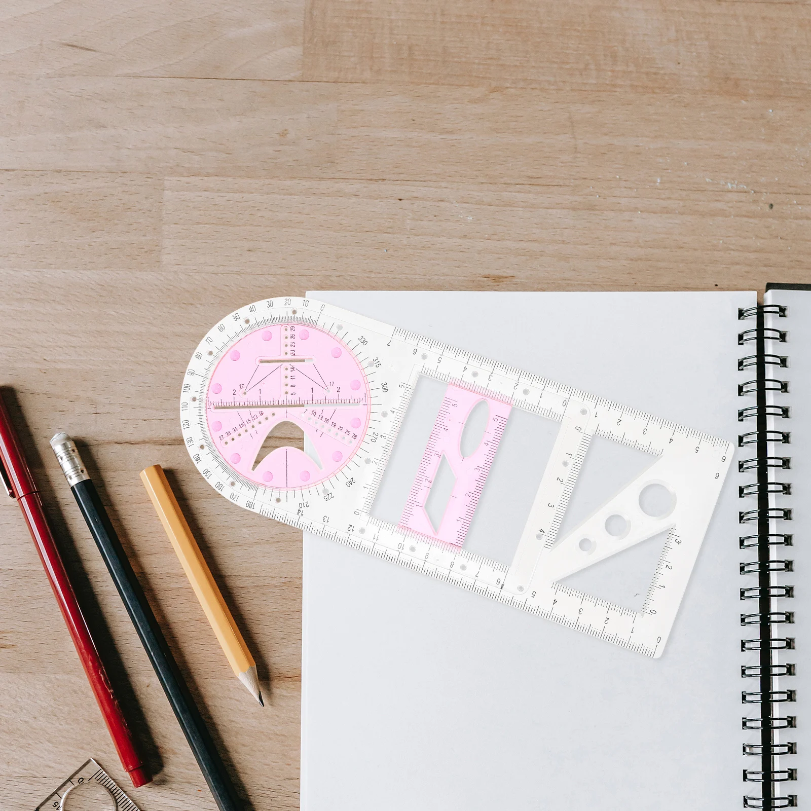 

Multipurpose Geometric Ruler Set Drawing Templates Lightweight Portable Practical Use Clear Scale Stable Drawing Professional