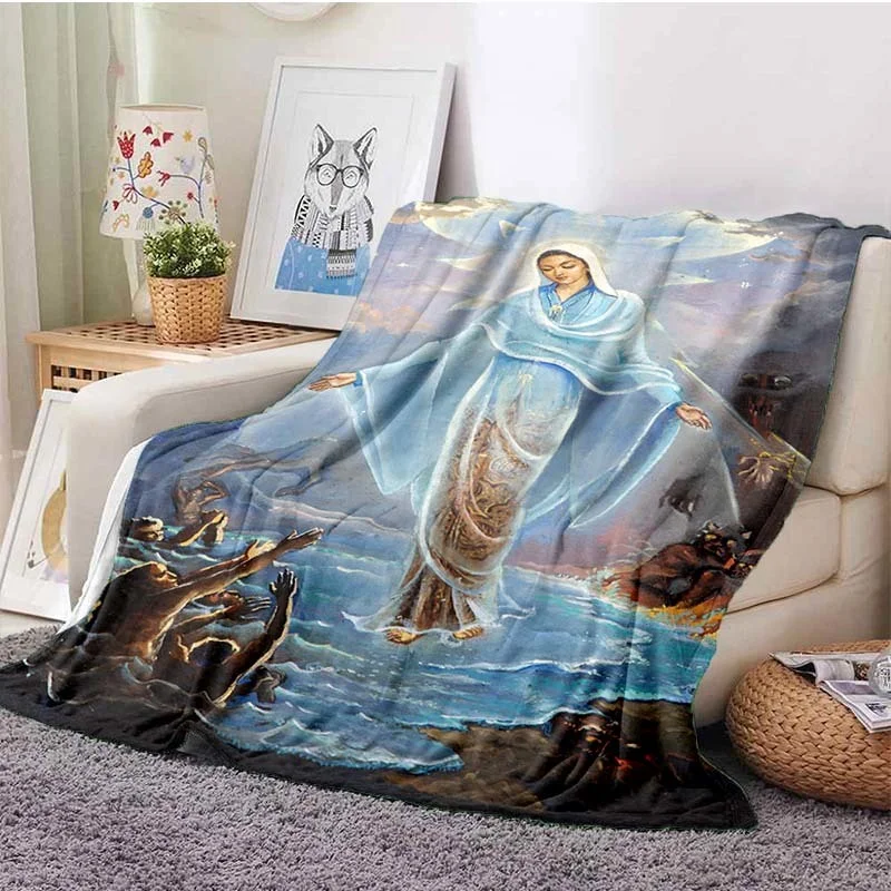 

Jesus Blanket Cover Christ Blankets for Beds Sofas Ultra-Soft Bed Sheet Warm Bedspread Bedding Queen Size Room Decor