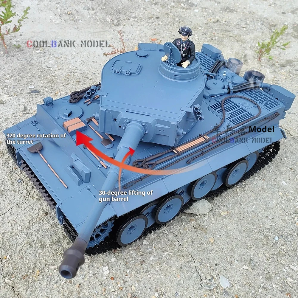 Henglong 1/16 3818-1 7.0german Tiger I Heavy Remote Control Tank Can Smoke And Launch Sound Simulation Military Model Toy Boy Gi