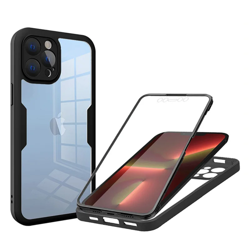 360-Ganzkörperschutzhülle für iPhone 15 14 13 12 11 Pro Max X XR 7 8 Plus SE 2020 Frontscheibe stoßfeste Abdeckung