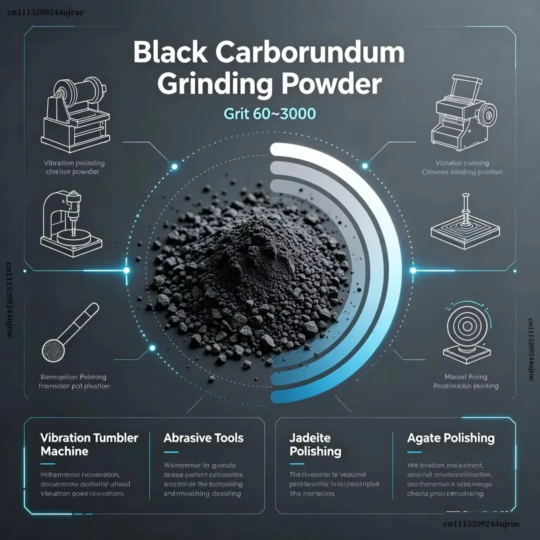 Black Carborundum Abrasive Powder Grit60~3000, Grinding Polishing Powder for Vibration Tumbler Machine Jadeite Agate