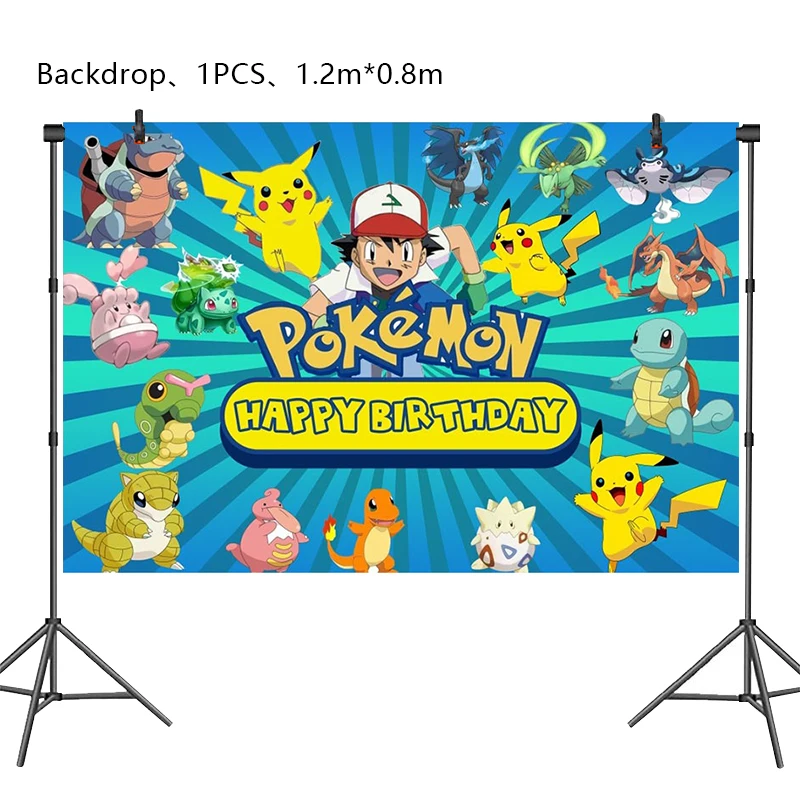 Pokemon Verjaardagsfeestje Decoratie Nieuwe Bliksem Pikachu Ballon Voor Kinderen Evenement Benodigdheden Wegwerp Servies Banner Achtergrond