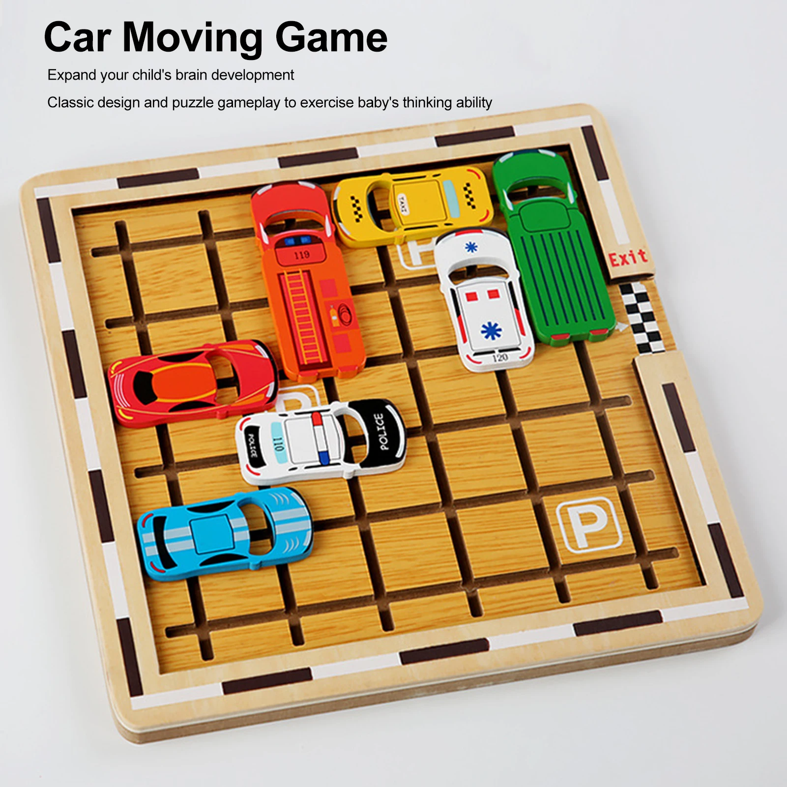 New Wooden Puzzles Game Toy Kids Toys Car Model Maze Parking Lot Challenge IQ Car Parking Geometric Puzzle Educational Toys Gift