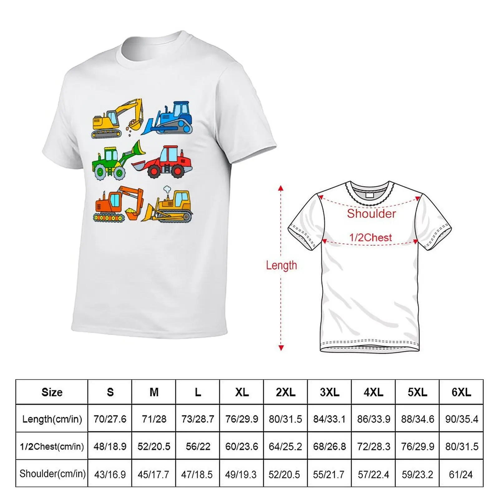 Bouwmachines en graafmachines T-shirt t-shirt op maat gemaakte t-shirts met prints T-shirt