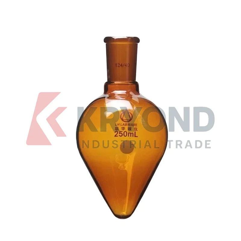 LH LABWARE Brown Pear Shaped Flask Borosilicate Glass LH 16 Amber Heavy Wall Light Proof Laboratory Reaction Vessel Product 1PCS