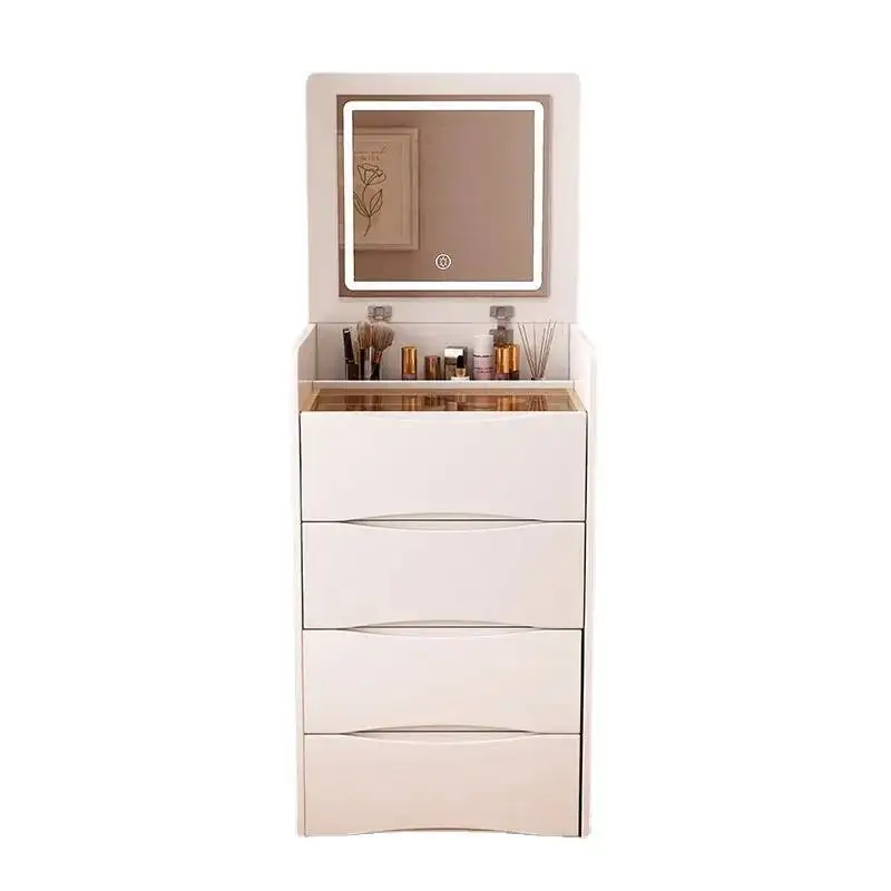 

Mirror White Bedroom Luxury Drawer Dressers Vanity Minimalist Makeup Desk Cosmetics Women Coiffeuse De Chambre Home Furniture