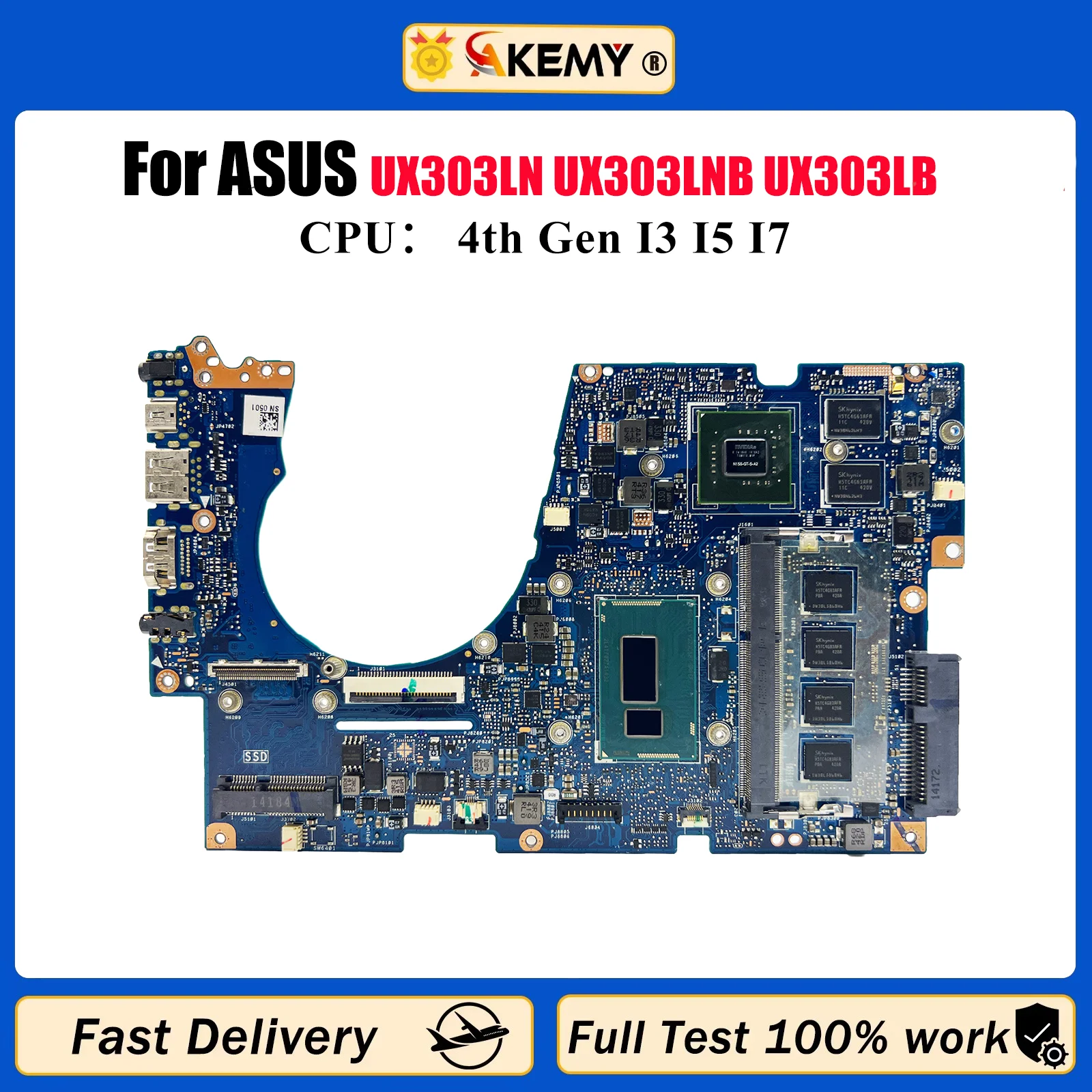 

Материнская плата UX303LN для ноутбука ASUS ZenBook UX303L BX303L U303L U3000 UX303LN UX303LNB UX303LB, материнская плата I3 I5 I7, тест процессора ОК