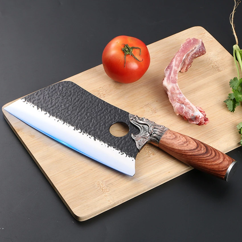 Handmade Forged Kitchen Bone Knife Chopping Knife Butcher Durable Hard Blade Stainless Steel Chopper Cleaver Knife Home Cooking