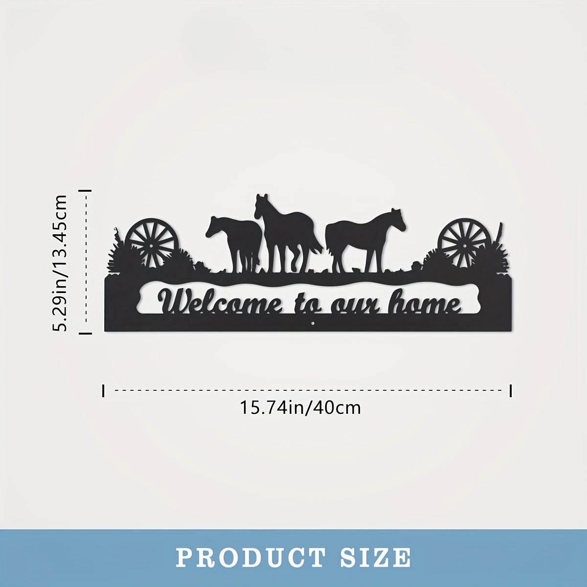 Rustic Three Horses Metal Wall Art - Equine Statue Decoration for Farmhouse Outdoor, Gift for Horse Lovers