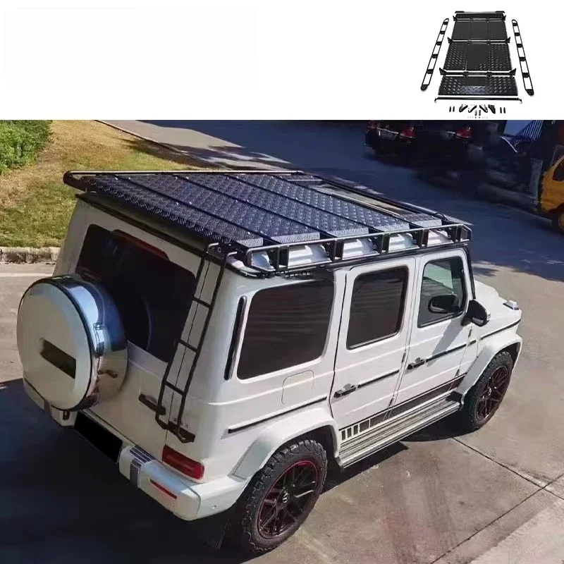 2021 2022G Class W463A Luggage Rack  With Ladder W464 G500 G63 Stainless Universal Roof Frame Spoiler Mount Camp Luggage Rack