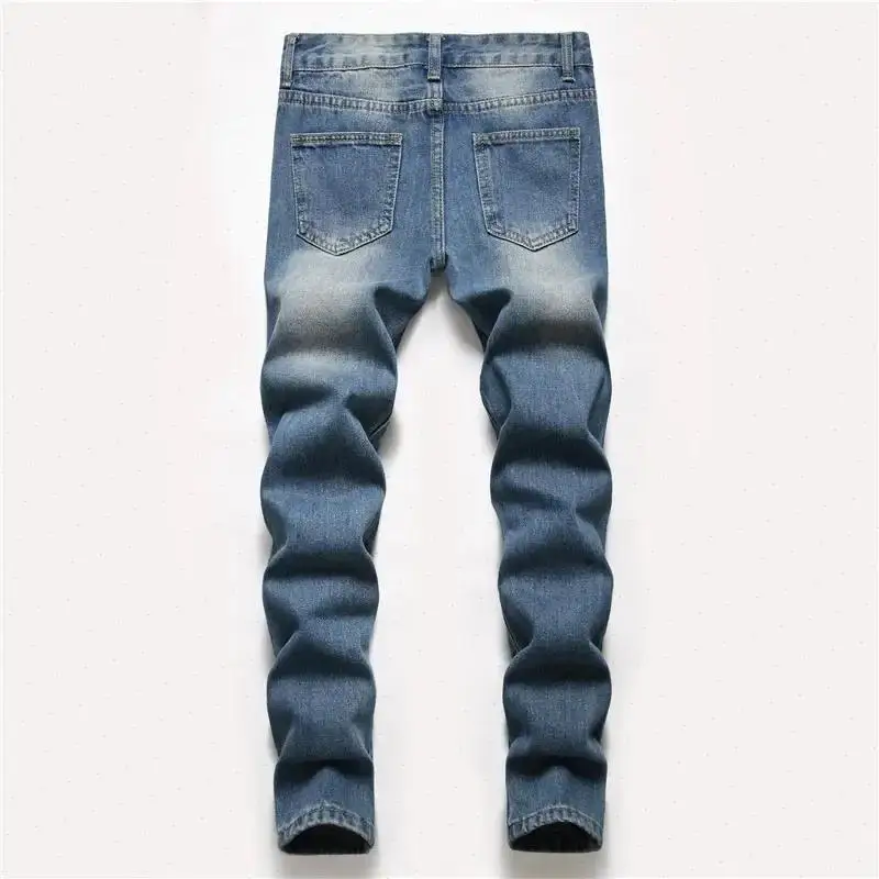 Denims Boy denim pants Children Hole Jeans Straight Pants Ripped Mid Waist Washed Distressed Pockets 2026 Streetwear Trousers