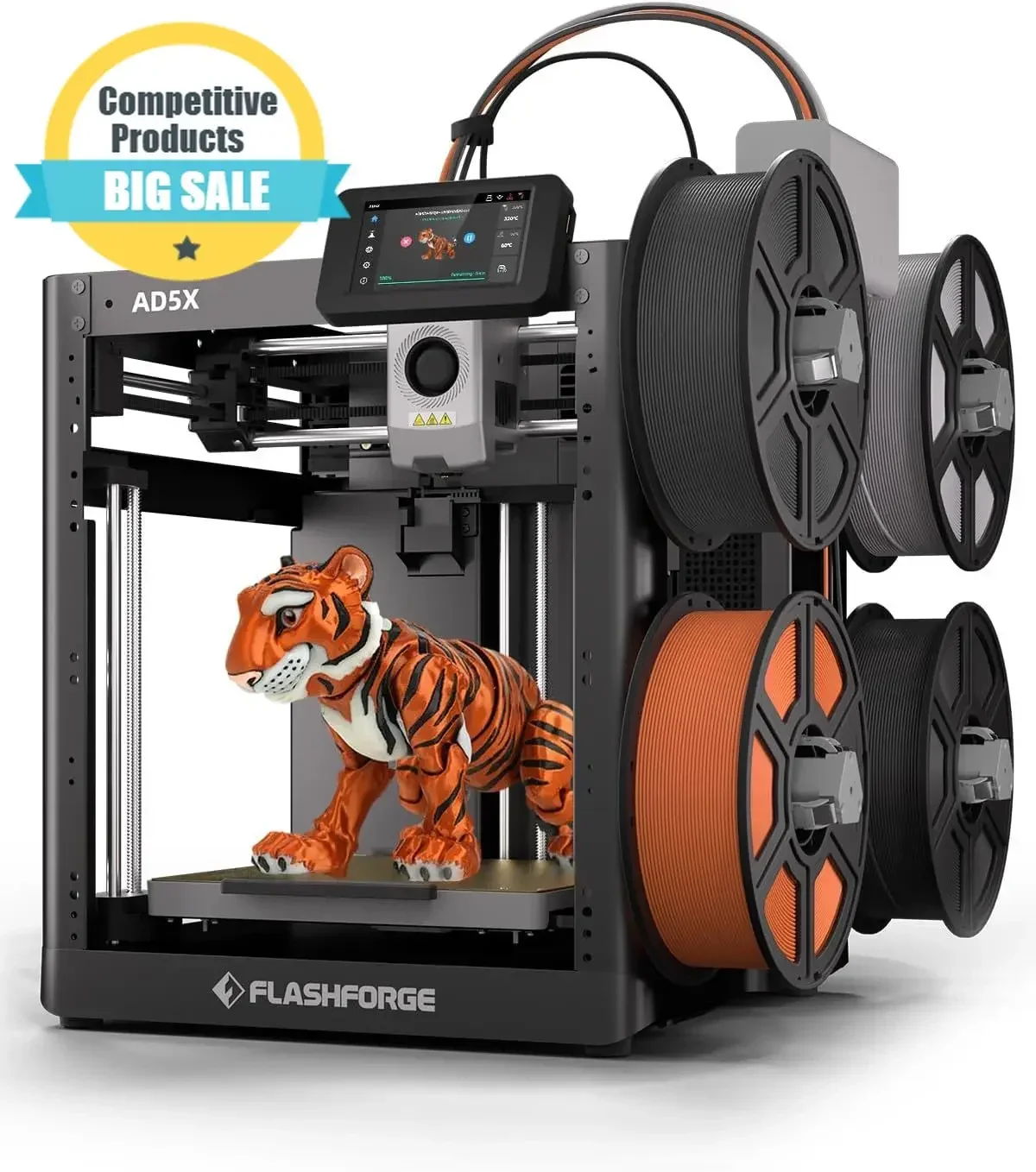 AD5X Multi-Color 3D Printer, CoreXY 600mm/s High-Speed, 1-Click Auto Leveling, 300°C Direct Drive Extruder, 220x220x220mm Build