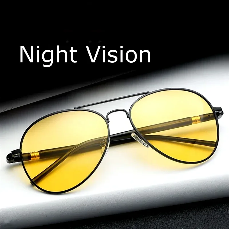 Fashion Retro Night Vision Sunglasses Multifunctional UV400 Polarized Sports Sun Glasses Photochromic Car Driving Shades for Men