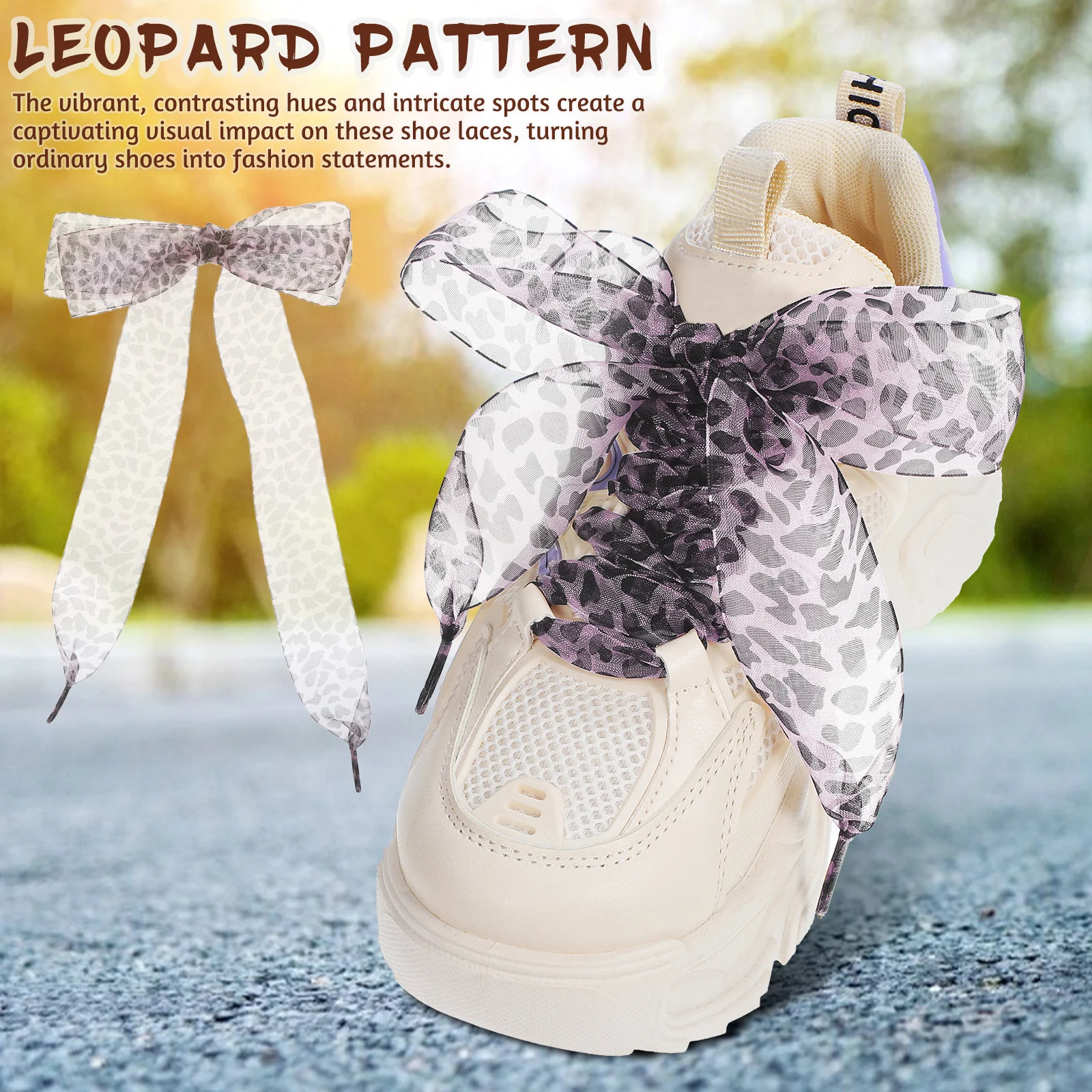 2 قطعة واسعة ليوبارد طباعة الشريط المسطح أربطة الحذاء استبدال لاستبدال Shoestrings أحذية رياضية الأحذية فستان الأحذية ديكور الأحذية #3