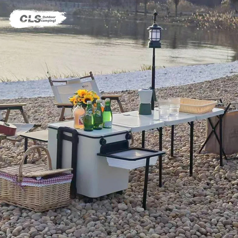 في الهواء الطلق سيارة متنقلة المطبخ التخييم المحمولة الشواء طاولة قابلة للطي IGT موقد التخييم ذاتية القيادة صندوق تخزين السفر #2