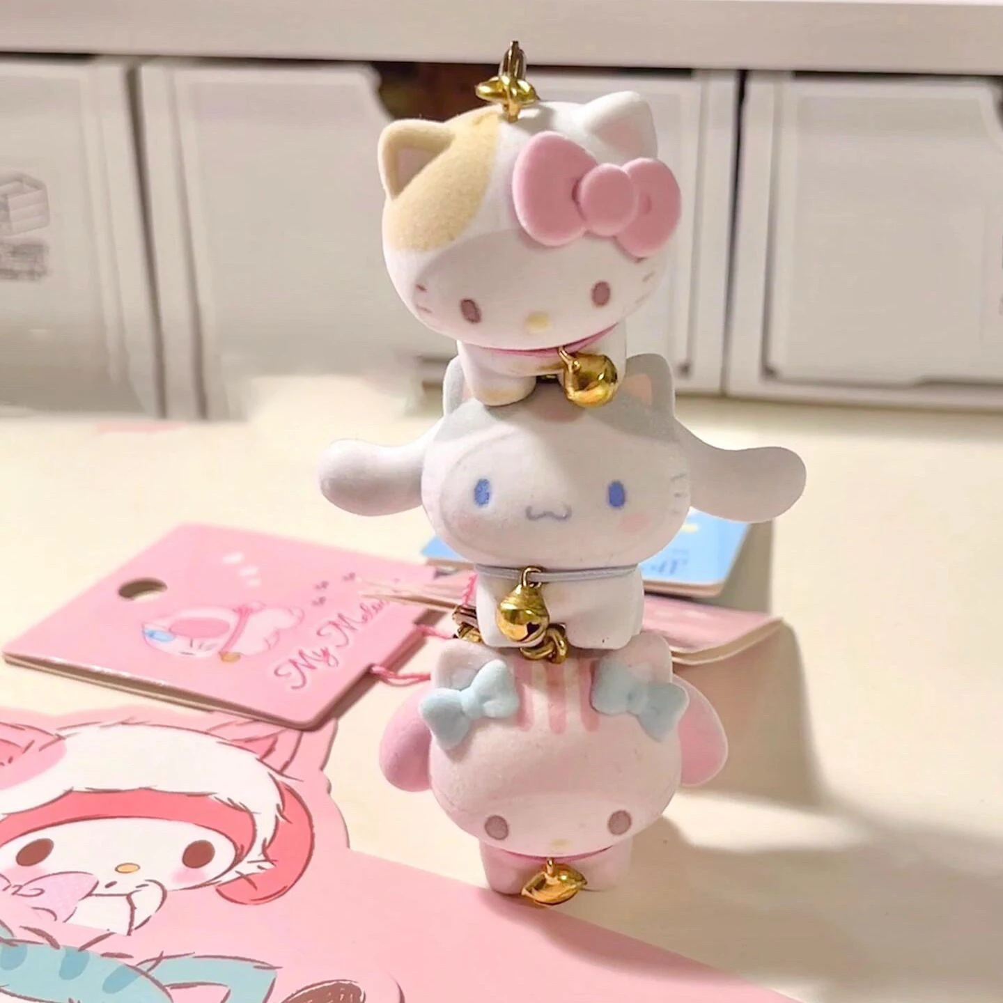 Kawaii HelloKitty يتدفقون دمية المفاتيح حقيبة الظهر قلادة الكرتون أنيمي كورومي بلدي ميلودي سينامورول سطح المكتب الصغير الديكور