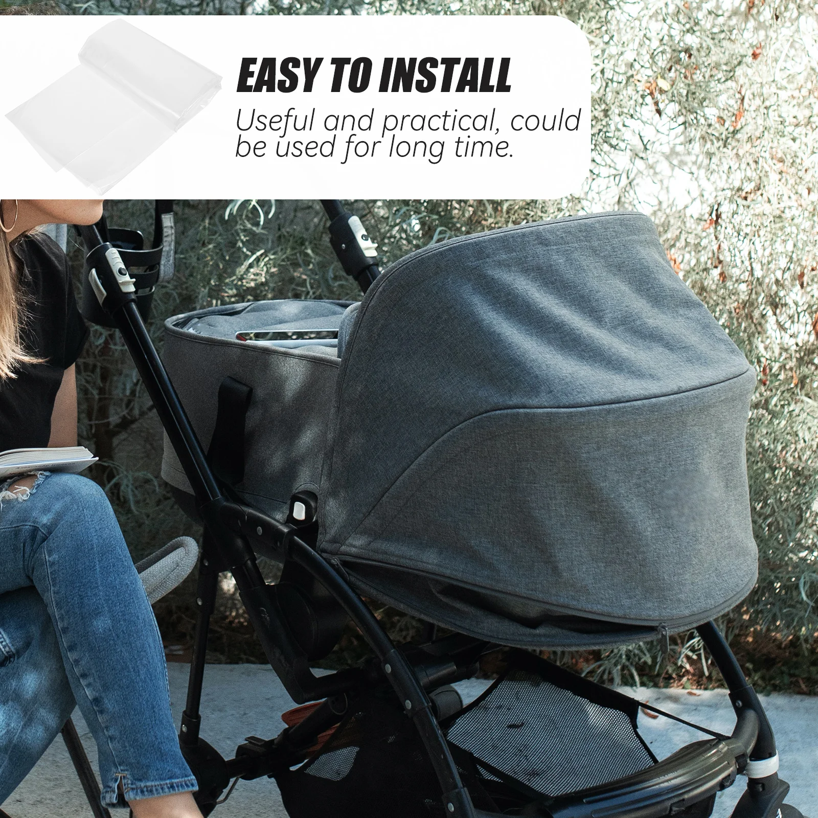 

Universal Stroller Rain Cover Clear Protective Shield Easy Installation Durable Weatherproof Baby Stroller Accessory