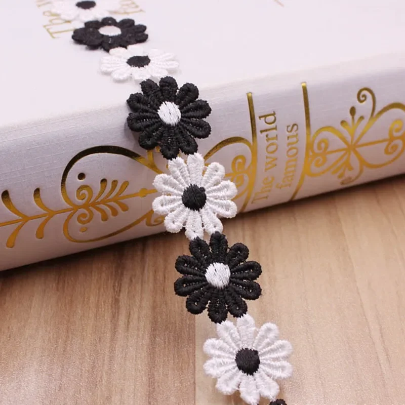 2 Yard/Los Mehrfarbiges Blumen-Stickerei-Spitzenband, Stoff für Hochzeitskleider, Nähzubehör, Material, Bekleidungszubehör – Detail 5