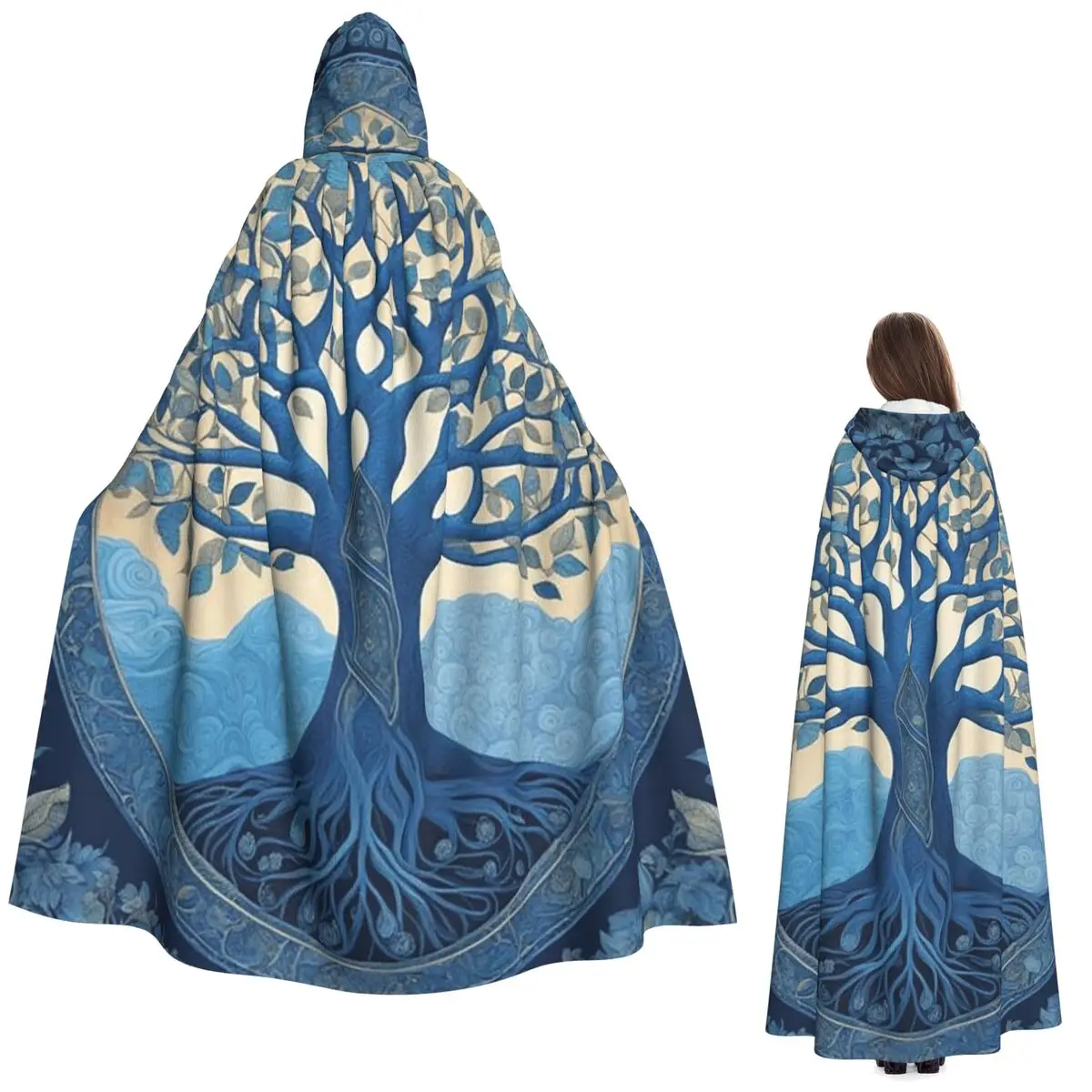 

Biblical World Tree Of Life Long Hooded Cloak Witch Medieval Costume Cosplay Cape HalloweenVampire Adult Unisex