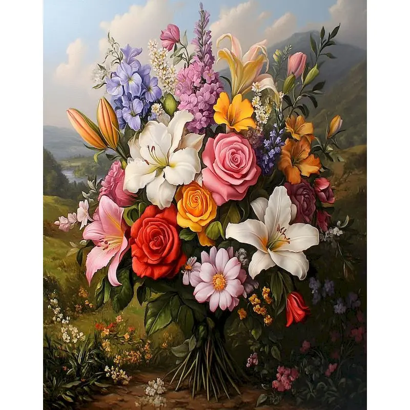 

GATYZTORY DIY Painting By Numbers Kit Flower Picture Of Colouring Zero Basis HandPainted Oil Painting Home Decoration Gift 40x50